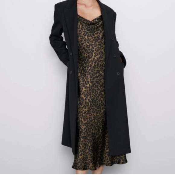 Zara Leopard Satin Slip Cowl Neck Dress XS - Picture 5 of 11